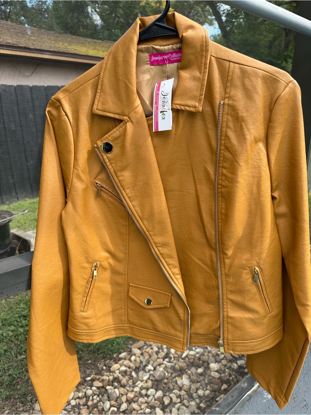 Women's Mustard Faux Leather Moto Jacket